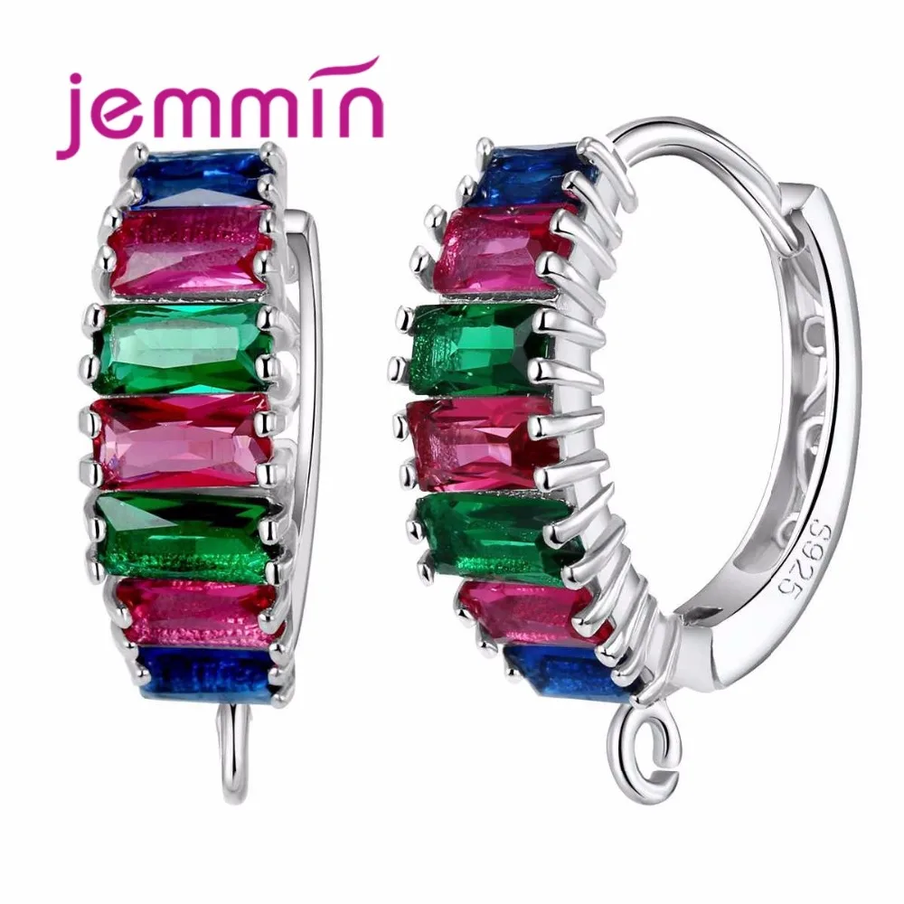 

Brand Mixed Crystal 925 Sterling Silver Hoop Earring Findings For DIY Jewelry Fine Hook Ear Wire Components Accessory