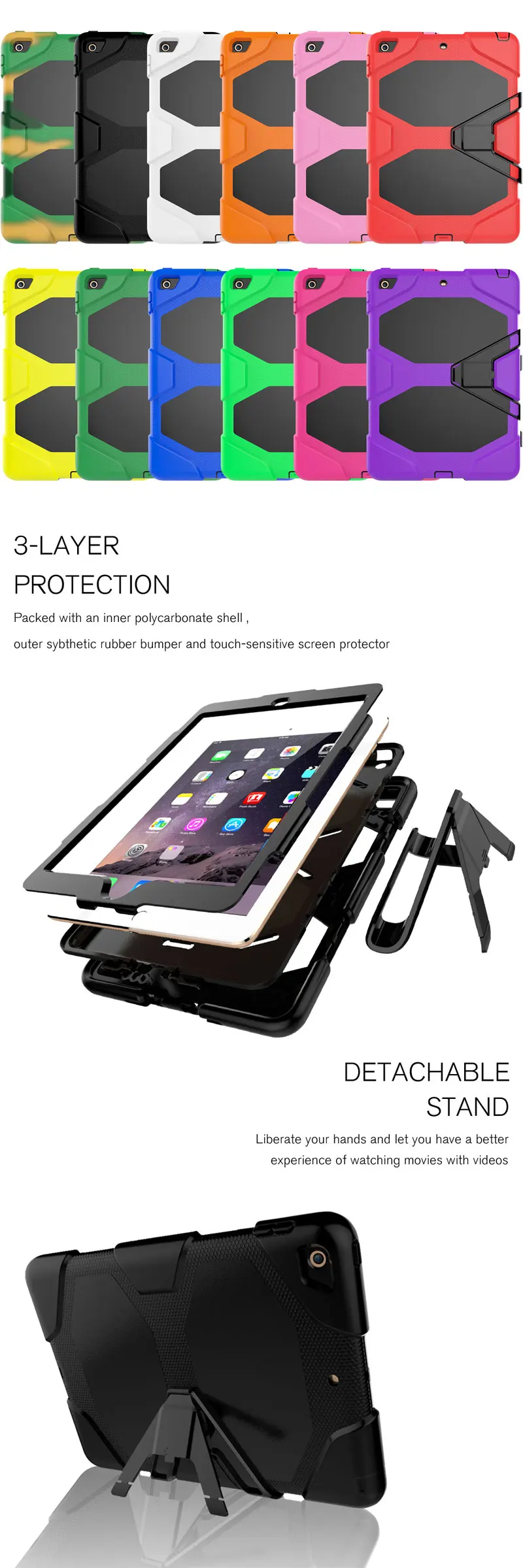 Для iPad 9,7 чехол сверхпрочная Противоударная подставка силиконовая крышка для iPad 9,7 чехол 5th 6th Gen детский безопасный чехол для планшета