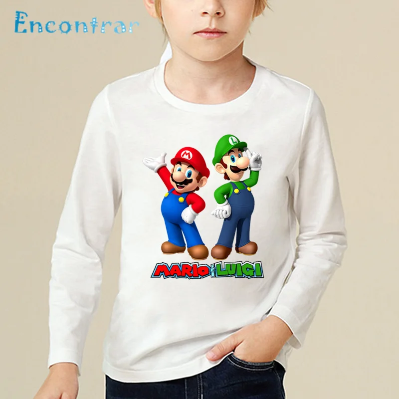 

Children Super Mario With Luigi Cartoon Print Funny T-shirt Kids Long Sleeve Soft T shirt Baby Boys/Girls Casual Tops,LKP5175