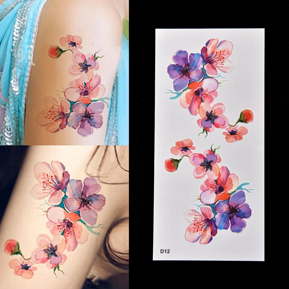 

HOT Wholesale High Quality DIY Watercolor Orchid Arm Temporary Tattoo Sticker Waterproof Temporary Fake Tattoo Sticker For Women