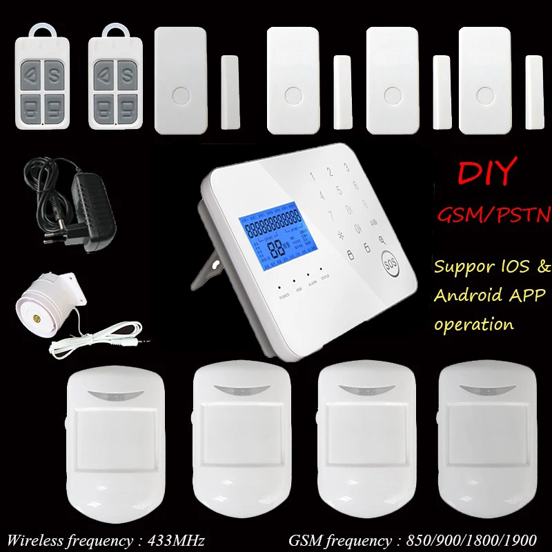 wireless wired gsm pstn auto dialler sim card system app home alarm