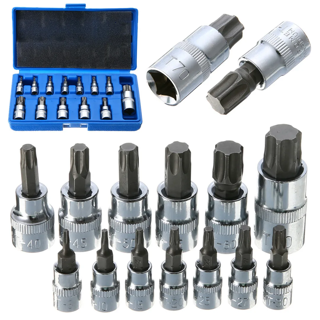 13PCs 6-Point Security Star Bit Socket Torx Set Tamper Proof w// Storage Holder