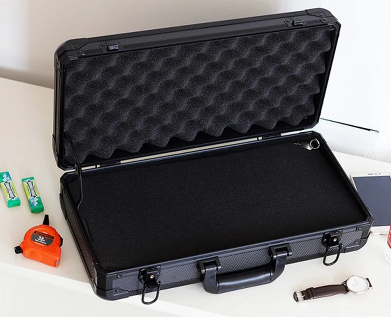 Aluminum Tool case suitcase toolbox File box Impact resistant safety case equipment camera case with pre-cut foam lining