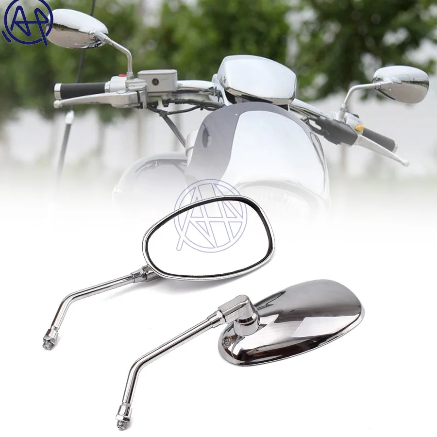 

FREE SHIPPING MOTORCYCLE CHROME OVAL SIDE REARVIEW MIRRORS FOR CRUISER CHOPPER 10MM HONDA KAWASAKI DUCATI HARLEY SUZUKI CUSTOM
