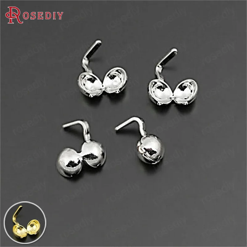 

100PCS Imitation Rhodium Brass Crimp End Caps Clasps Wire and Thread Covered Clasps Connect Clasps Jewelry Findings Accessories