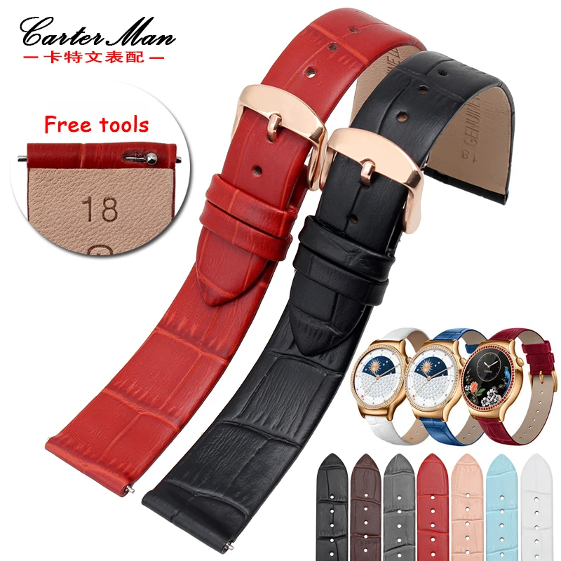 

New arrived Huawei WATCH smart watch bracelet High quality 18mm Genuine leather watchband strap free tools