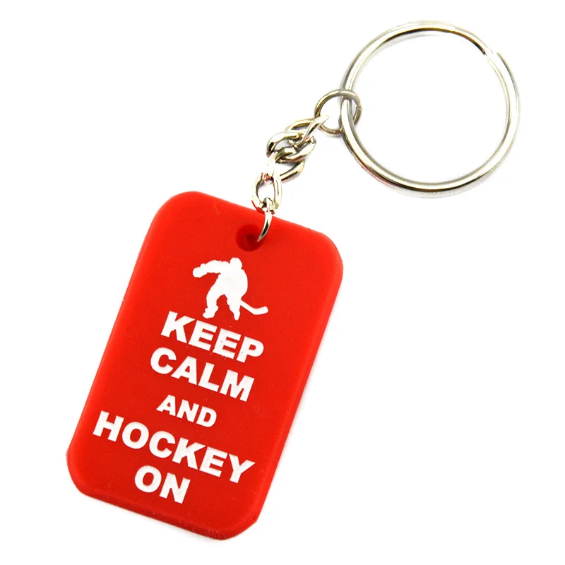 OBH 1 шт. красный и черный debosed Keep Calm Hockey на силиконовом брелке|hockey keychain|tag keychaindog tag