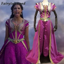 Jasmine Cosplay Costume Halloween Cosplay Movie Aladdin Princess Outfit Rose Red Suit Fancy Top Pants women girls superhero alien starfire teen titans go outfit cosplay halloween costume princess koriand r suit xmas birthday gift