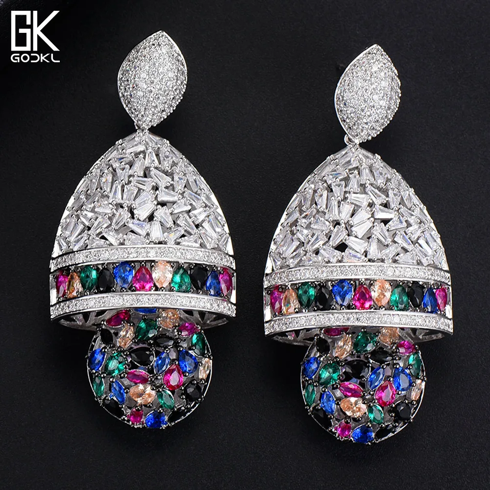 

GODKI 61mm Trendy Luxury Water Drop Nigerian Long Dangle Earrings For Women Wedding Zirconia CZ Indian Bridal Dangle Earring2018