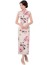 Shanghai Story Faux Silk Qipao Chinese Traditional dress Chinese Women’s Clothing Long Floral Cheongsam for woman