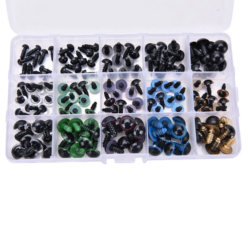 150Pcs/Set 3D Animal Puppet Dolls Eyes DIY Plastic Black Mix Color Safety Eyes for Teddy Bear Kids Toys Dolls Accessories6-12mm 150Pcs/Set 3D Animal Puppet Dolls Eyes DIY Plastic Black Mix Color Safety Eyes for Teddy Bear Kids Toys Dolls Accessories6-12mm