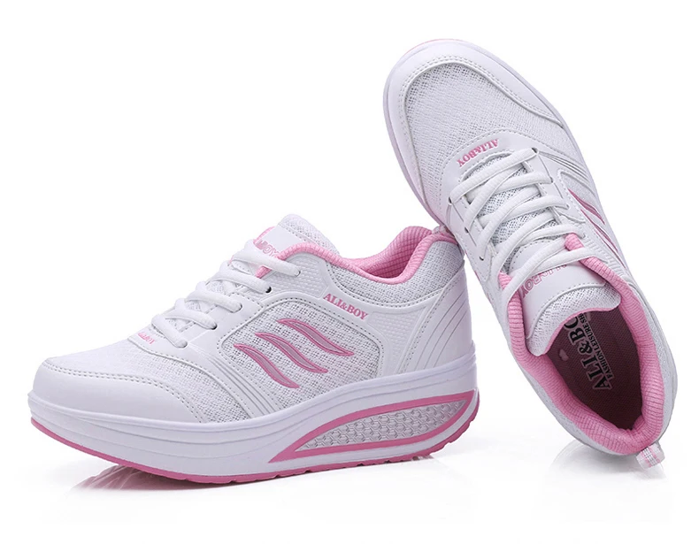 ALI& BOY/ летние кроссовки на танкетке; прогулочная обувь; обувь из дышащего сетчатого материала; спортивная женская обувь для студентов