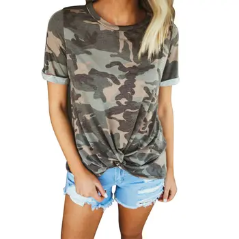 

Women's Camouflage Casual Summer Short Sleeve Camo Shirt Ladies Crew Neck Tops T Shirt Loose Baggy Tee Women Clothes