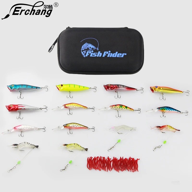 

14 pcs Fishing lure Set Mixed 4 models fishing tackle 14pc Hrad Bait Soft lure Mixed Color Fishing Bait Free Shipping