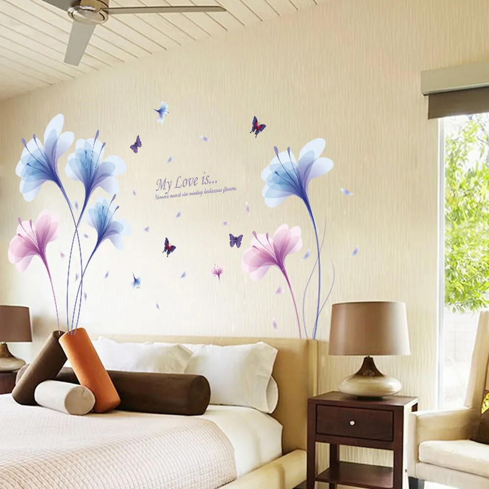 3d wall stickers Flower purple Dream orchid DIY Removable Wall Decal