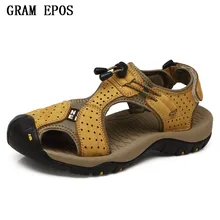 Gram Epos мужские сандалии натуральная кожа Лето новые пляжные мужские повседневные туфли уличные сандалии Большие размеры 38-45