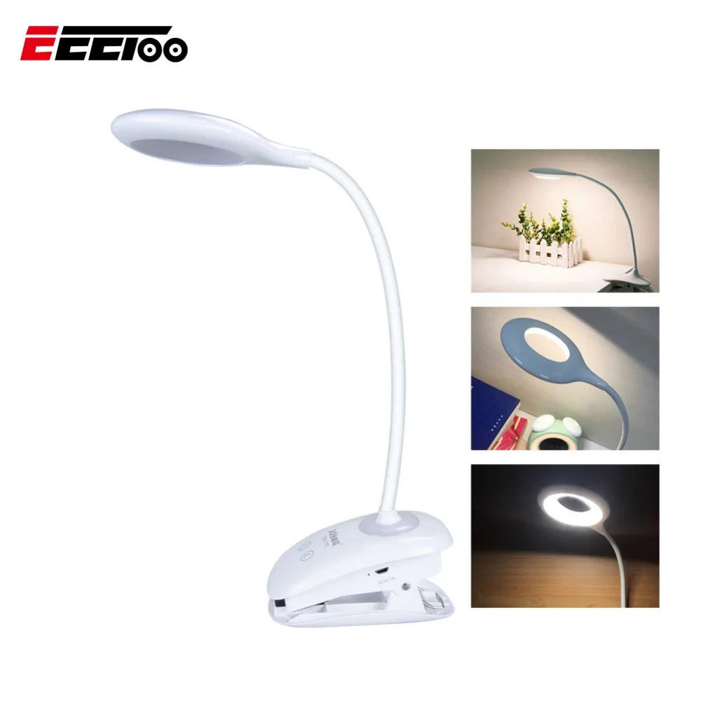 

EeeToo Rechargeable Night Light Luminaria LED With Clip Touch On/Off Table Lamp Eye Protection Soft Flexible Book Lights for Kid