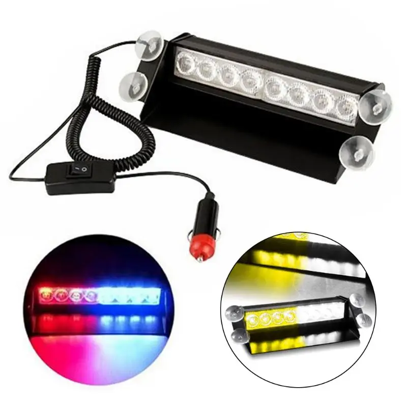 

Car Truck Emergency Flasher Dash Strobe Warning Light Day Running Flash Led Police Lights 8 LEDs 3 Flashing Modes 12V