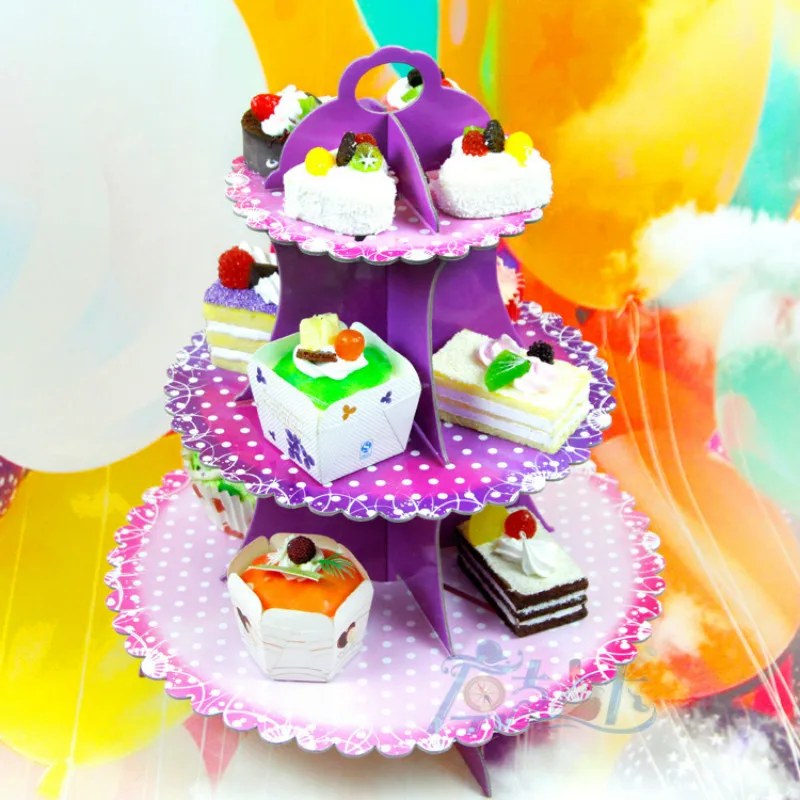

3 Tier Cardboard Paper Cupcake Cake Stand Plates Display Holder Tray Muffin Dessert Wedding Birthday Party Decoration