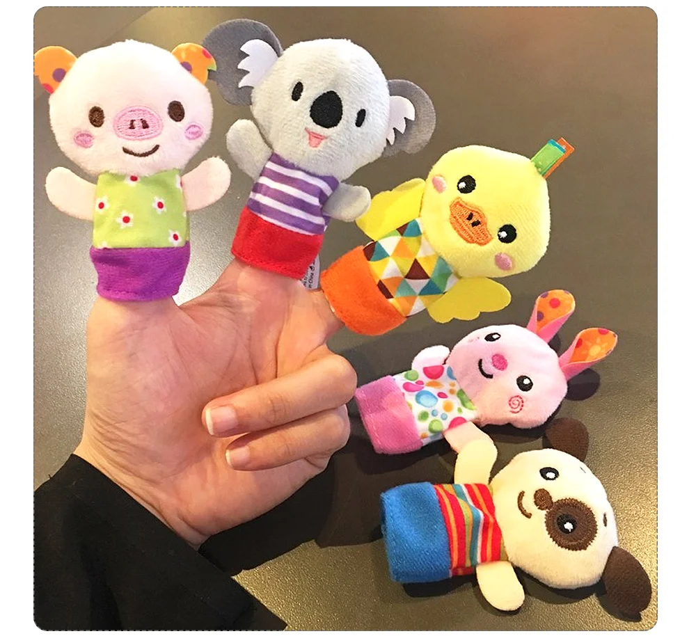 Happy monkey детские игрушки Пальчиковый кукольный набор мягкий милый плюшевый чучела кукла животные 5 шт. Обучающие Развивающие игрушки для детей подарок