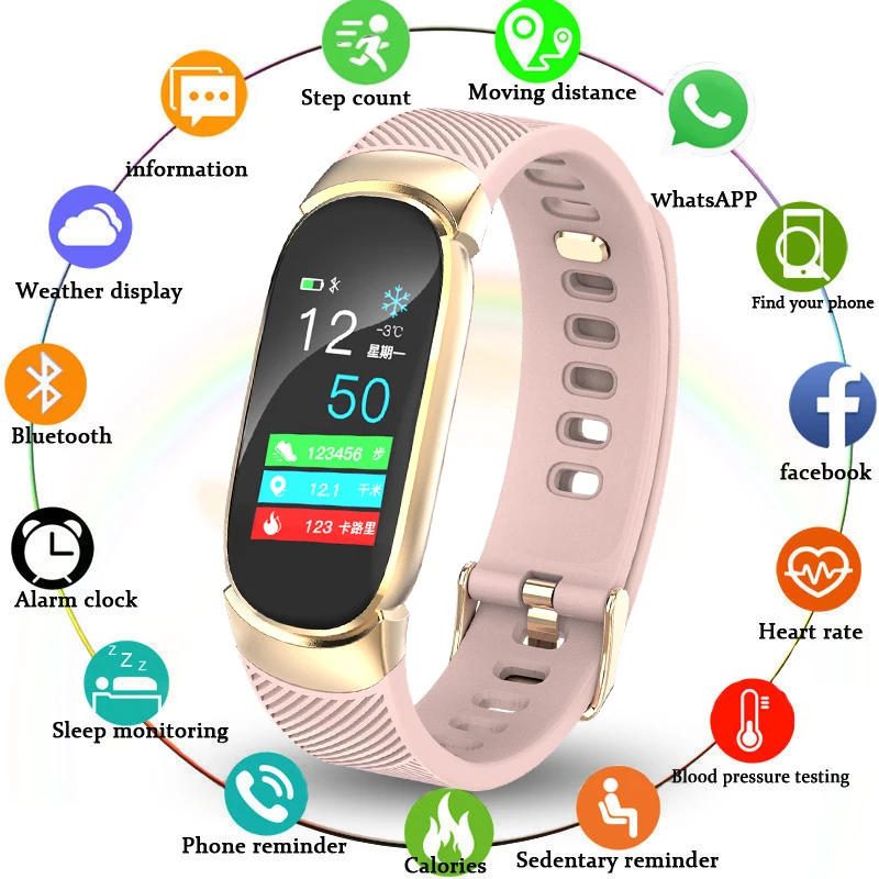 

BANGWEI Smart Watch Men Women Sport Waterproof Watch Ladies smartwatch heart rate monitor Pedometer fitness wristband watch+Box