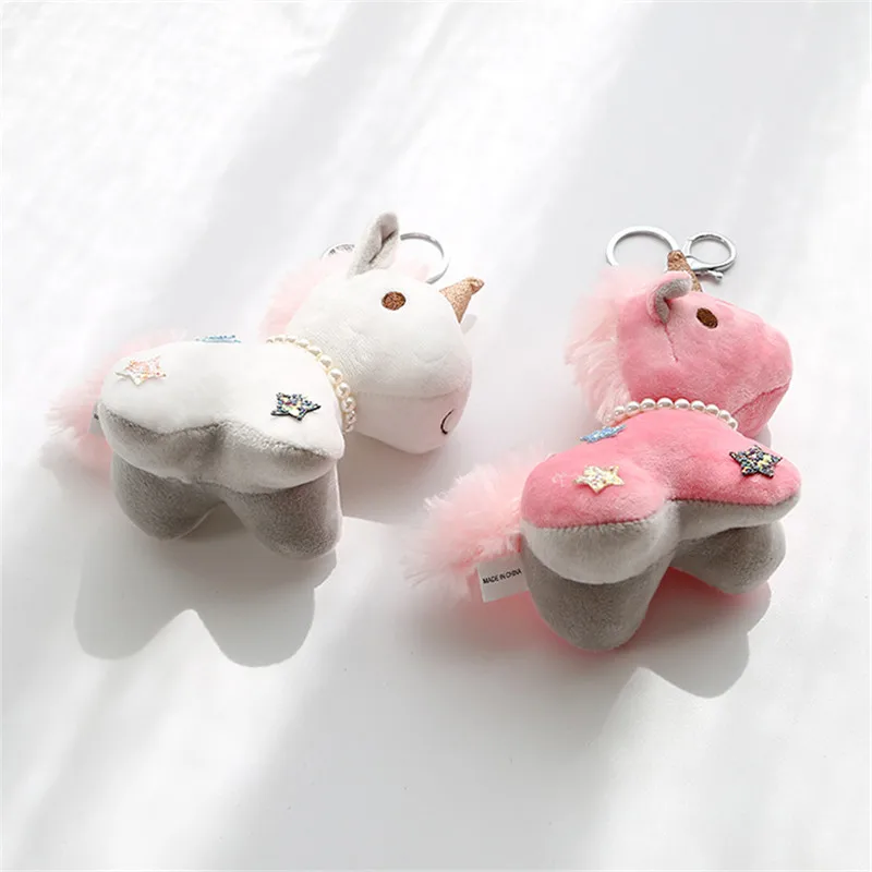 Unicorn Plush Pendants Dolls Keychain Shining Pentagram Unicornio Rainbow Horse Peluche Key Bag Pendants Toys 12pcslot 15cm  (2)