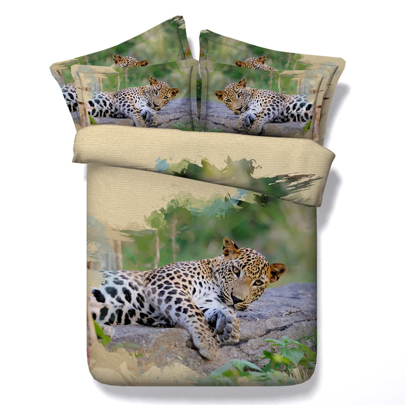 

design leopard bed linens 3d comforter cover queen twin american style animals bedding sets 3/4pc full king sizes 500tc boys