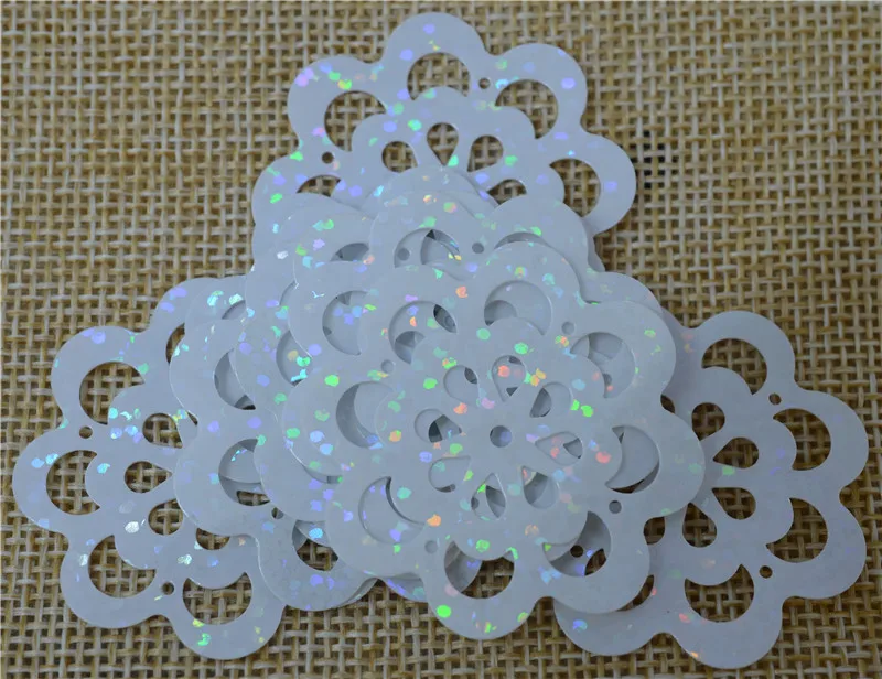 

300pcs 35mm Flower White Laser/Holographic Color PVC Paillettes Loose Sequins Craft for Garments Sewing ,Scrapbook DIY