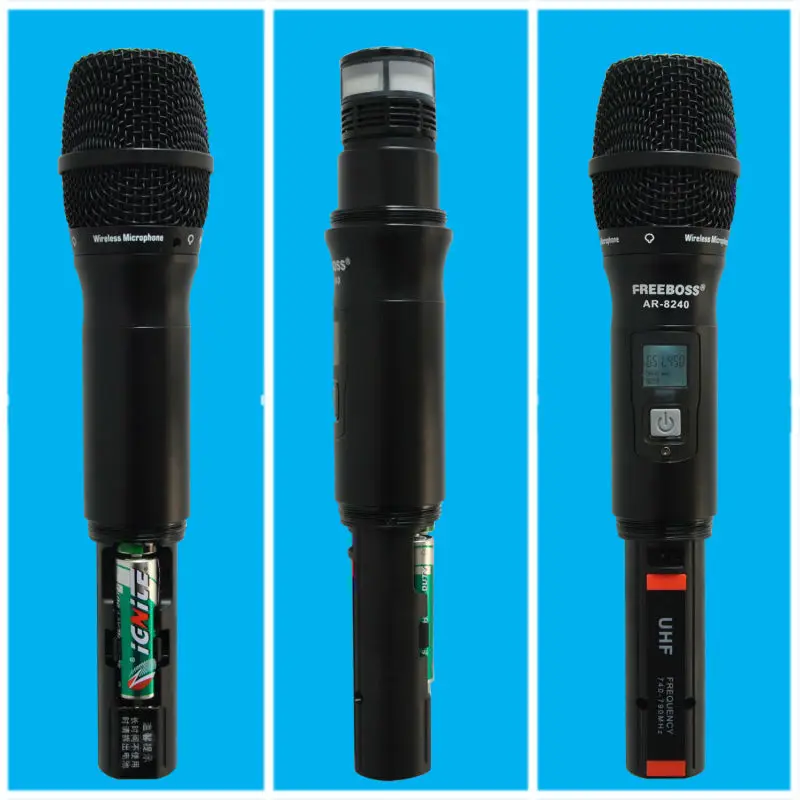 Freeboss AR-8240 UHF беспроводной микрофон двухканальный ИК Частота беспроводной микрофон Karoke KTV вечерние UHF Динамический микрофон