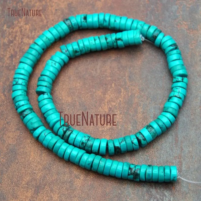 

10Strand Teal Man Made Turquoises Loose Beads Wheel Beads Online 3x8mm BE15317