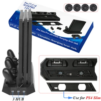 

PS4 Slim / PRO 2 in 1 Vertical Stand with Dual Joypad Charging Station & 3 HUB Port 4 Caps for Sony PlayStation 4 PS4