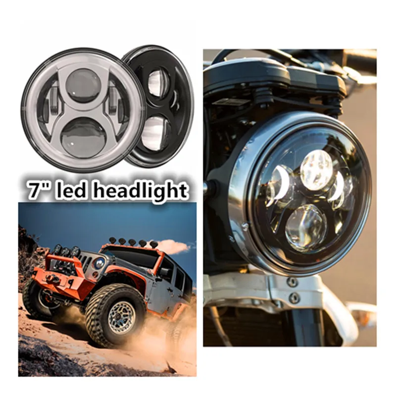 

7" Round Headlight Led for Hummer 7 inch LED Harley Motorcycle Headlamp For Jeeep Wrangler JK TJ LJ 2 / 4 Door Harley Motorcycle