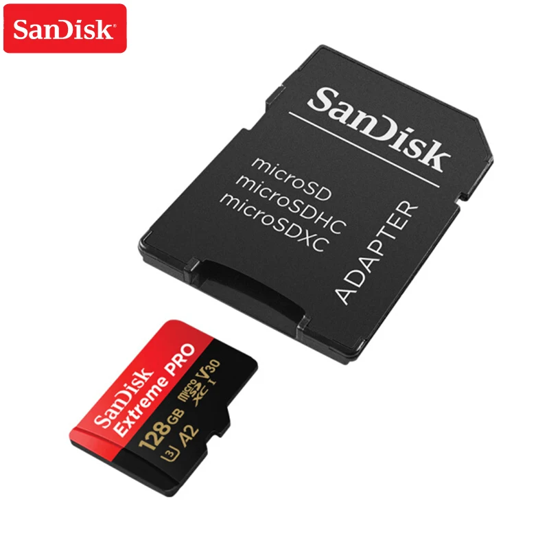 100% карта памяти Micro SD Extreme Pro Card до 170 МБ/с. A2 V30 U3 64 Гб 128 sandisk TF с адаптером SD|Карты