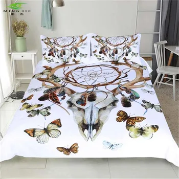 

New Boho Dreamcatcher Bedding Set Ram's Horn Butterfly Polyester Duvet Cover Sets Twin Queen King Size 3PCS Beddings Bedspreads