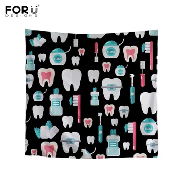 

FORUDESIGNS Funny Cartoon Dentist/Dental Equipment/Teeth Pattern Woman Spring/Autumn Scarf Fashion Black Headbands Neckerchief