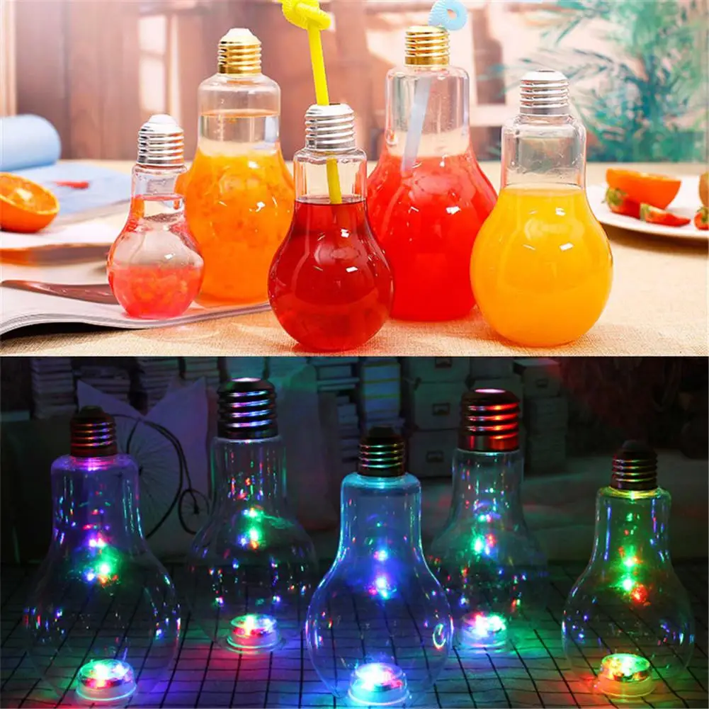 

Creative Glowing Light Bulb Beverage Juice Bottle LED Bulb Dessert Shop Bar Decoration Used As A Vase For Planting Flowers