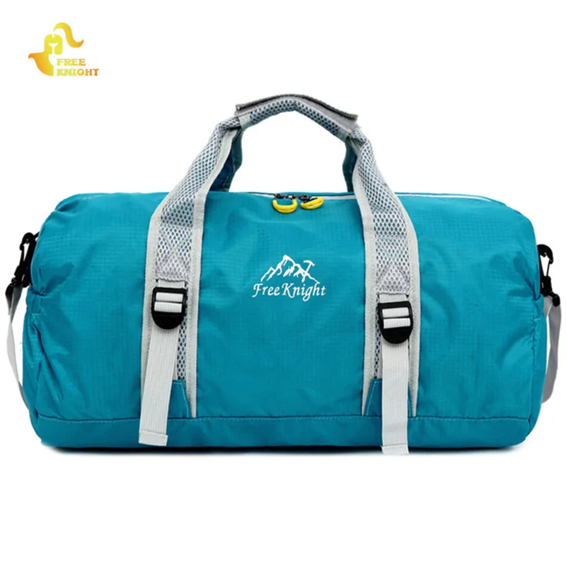 Нейлоновая спортивная сумка Free Knight цилиндрическая складная сумка для фитнеса водонепроницаемая сумка для тренировок для йоги и пешего туризма дорожная сумка через плечо - Цвет: Blue