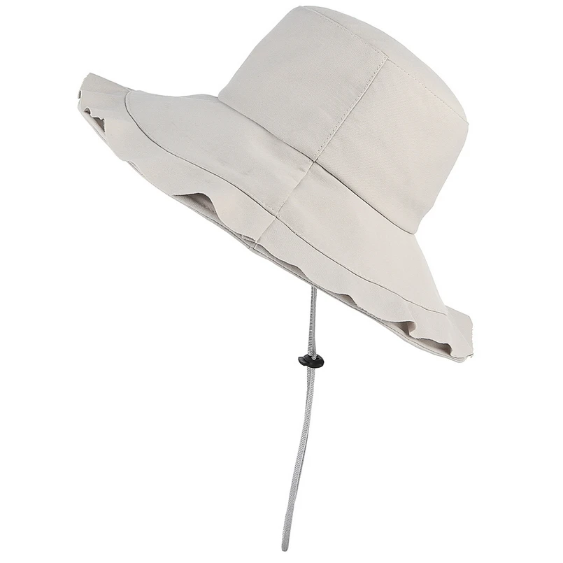 GEMVIE جديد أزياء موجة واسعة حافة قبعة بحافة قبعات صيفية للنساء سيدة Boonie قبعة الشمس شاطئ كاب مع إزالة سلسلة حزام