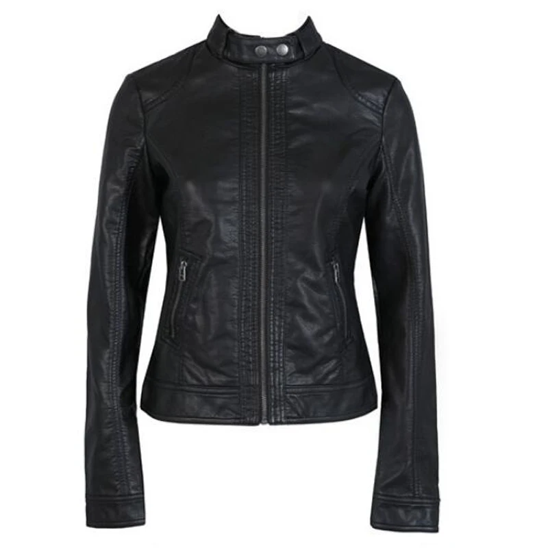Womans PU Leather Jacket Woman Washed PU Leather Motorcycle Slim Female Short Paragraph Jackets Large Size 3XL Coat