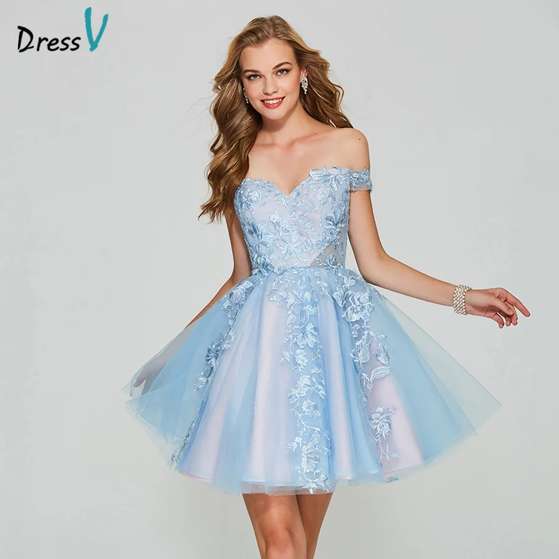 Weddings & Events Dressv Blau Short Mini Homecoming Kleid Weg Von Der Schulter A Line Günstige Reißverschluss Up Appliques Heimkehr-staffelung-kleid Duftendes Aroma