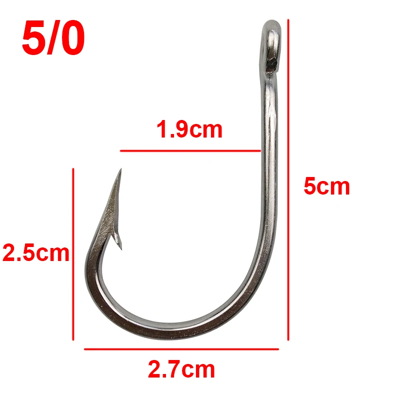 40pcs 7691 Stainless Steel Fishing Hooks Sharp Big Thick Tuna Fishing Hook  Size 5/0 6/0 7/0 8/0 9/0 10/0 11/0 12/0 13/0 - AliExpress