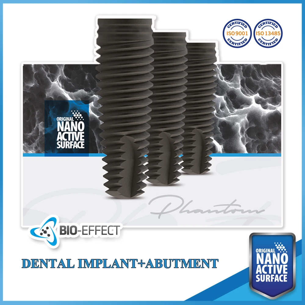 1 Bio-Effect Original Nano Active Dental Implant-Phantom Screw Type + 1 Straight Regular Abutment(Gift)-For Internal Hex