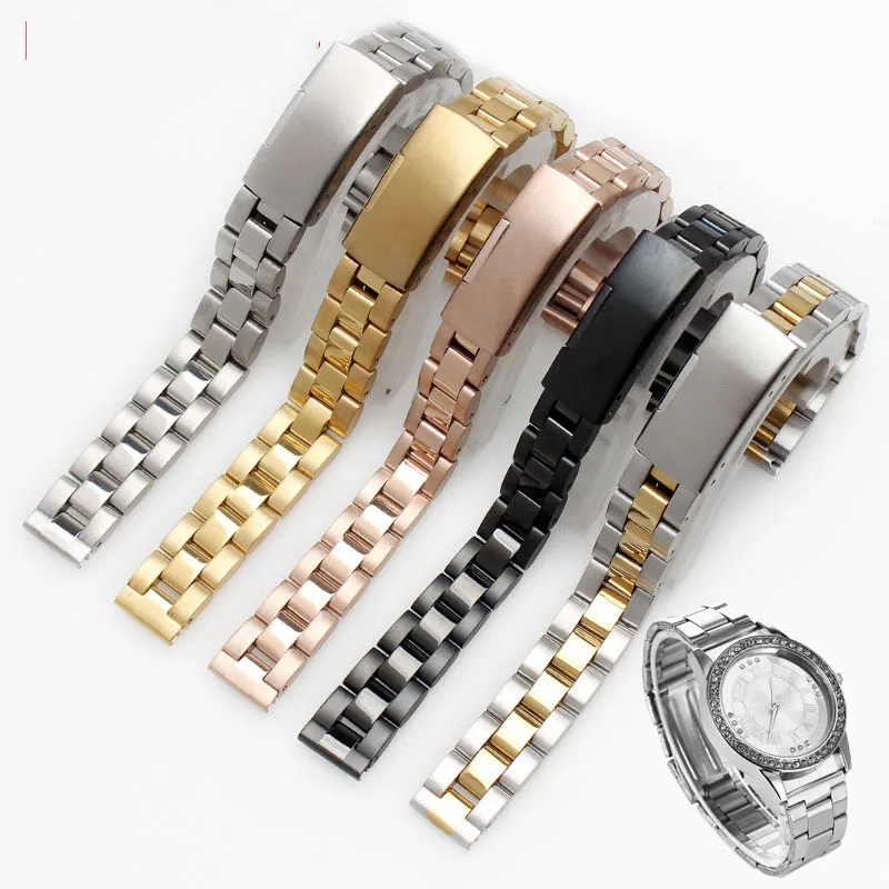 

Watch strap steel stainless steel thin strap bracelet trumpet A lady's hand chain 10 mm 12 mm to 14 mm watch accessories