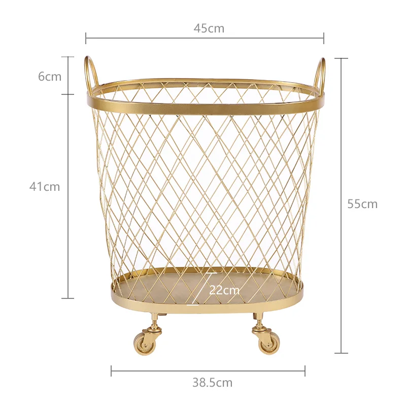 Современный дизайн Популярная мода Лофт Металл золото Цвет грязная одежда Ручка для хранения колеса корзина для белья домашний креативный Органайзер - Цвет: Gold