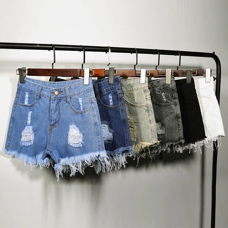 

Plus Size Women High Waist Jeans Shorts Fashion Ripped Jeans Short for Women Hot Feminino Summer Shorts Street Style