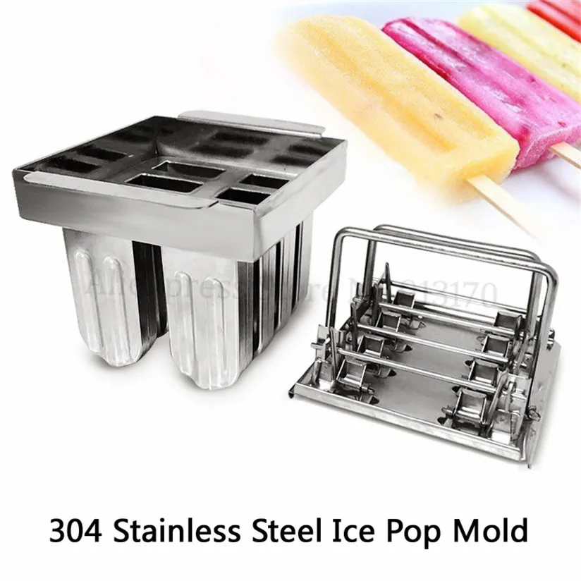 DIY Ice Cream Mould Durable 304 Stainless Steel Ice Pop Molds 8 Holes