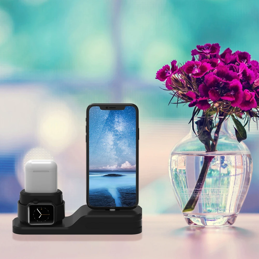 Различные Силиконовые зарядные док станции для iPhone X XR XS 8 7 6 Apple Watch Airpods зарядное