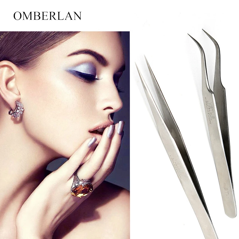 

Tweezers Eyelash Extension for Professional Eye Lashes Straight Curved Antistatic Clamp Stainless Steel Nail Atr Tools Makeup
