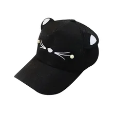 Новая модная бейсбольная кепка, бейсболка с вышивкой кошачьими ушками, бейсбольная кепка с милым жемчугом для женщин и девочек, Регулируемая Кепка