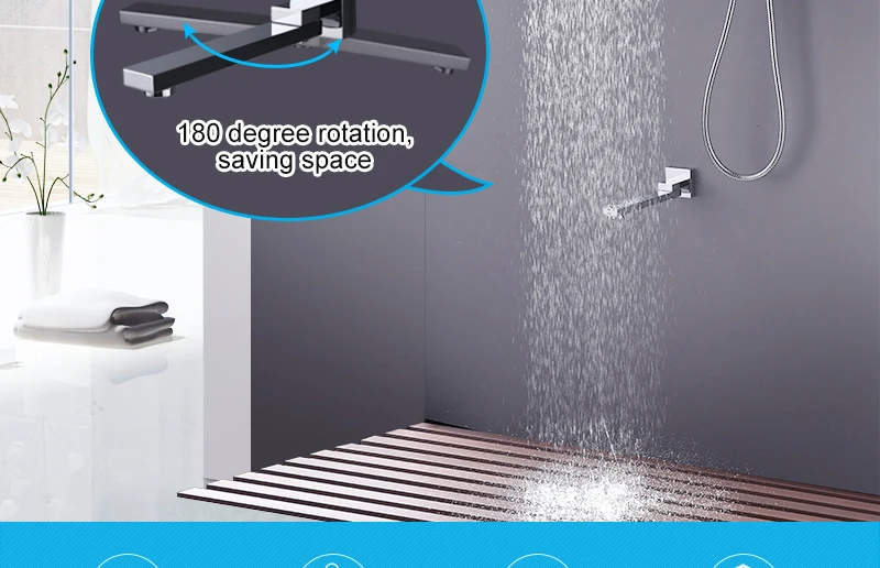 10'' Wall Mounted Shower Faucet Bathroom Rainfall Shower System Set Thermostatic Faucets Tub & Handheld Sprayer Fold Mixer Tap (2)